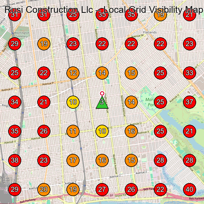 Rusi Construction Llc GeoGrid visibility map for Construction Company in Brooklyn